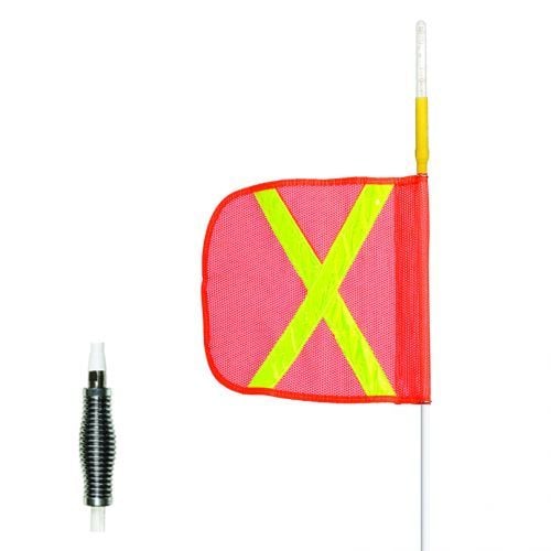 Checkers 10ft Super Whip Lighted Warning Whip With White Led And 12'' Orange Flag With Yellow Reflective X - Sw10w