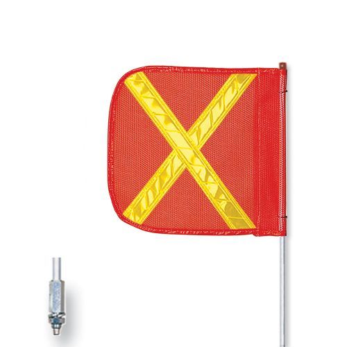 Checkers 8' General-purpose Warning Whip With Threaded Hex Base And 16'' Orange Flag With Yellow Reflective X - Fs8xy-16-o