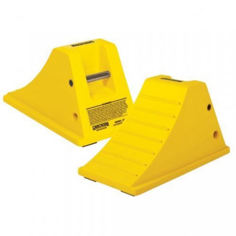 Checkers All-terrain Heavy-duty Wheel Chock With Cored Bottom & Aluminum Cleat, 75 Ton Capacity, 36-46 In. Tire - At3514-ac-y