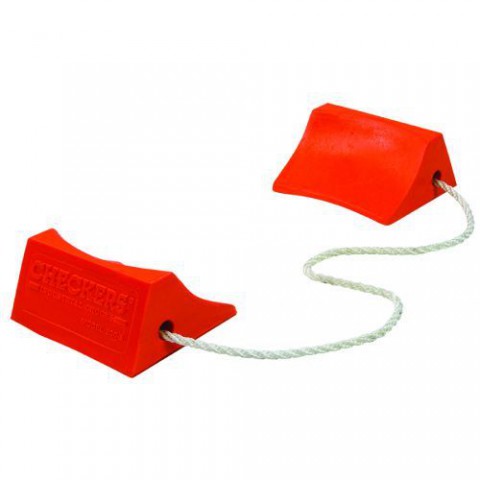 Checkers Aviation Wheel Chocks For Small Aircraft, Roped Pair, Orange - Uc200-s