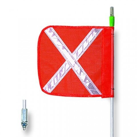 Checkers General-purpose 12' Lighted Warning Whip W/ Threaded Hex Base 12'' Orange Flag White X