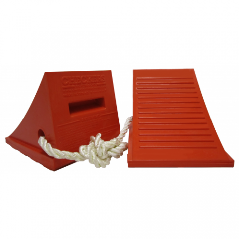 Checkers General-purpose Utility Wheel Chocks, Roped Pair, 50,000 Lbs Load Capacity, 32-46 In. Tires - Uc1500-4.5-p
