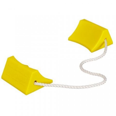 Checkers Roped Pair Aviation Wheel Chocks For Small Aircraft, Yellow - Ac201